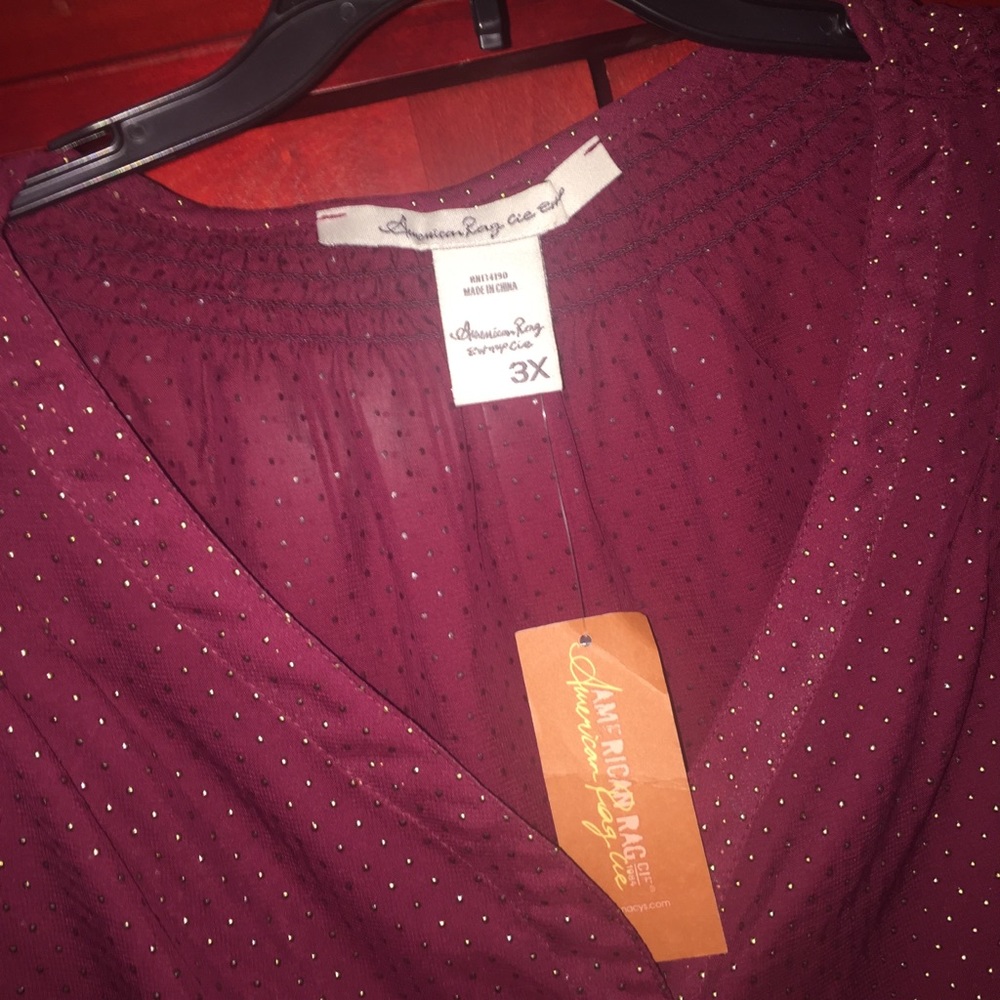 Sheer short sleeve polka dot top